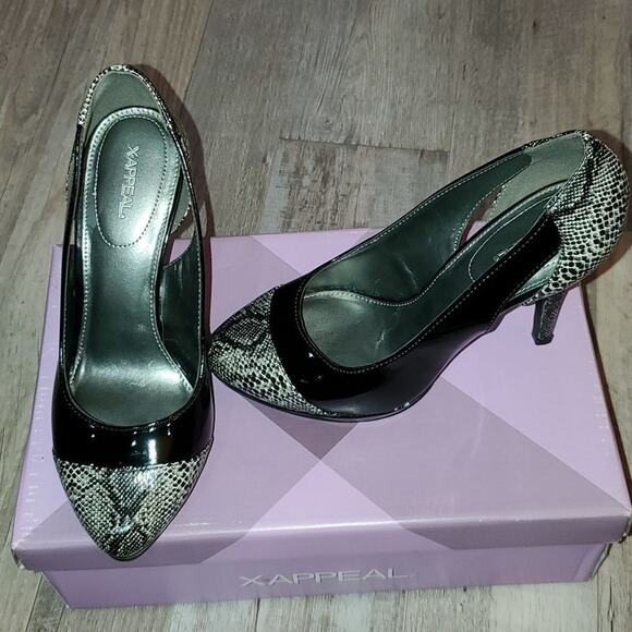 BLACK and snakeskin X-appeal heels - Picture 1 of 6